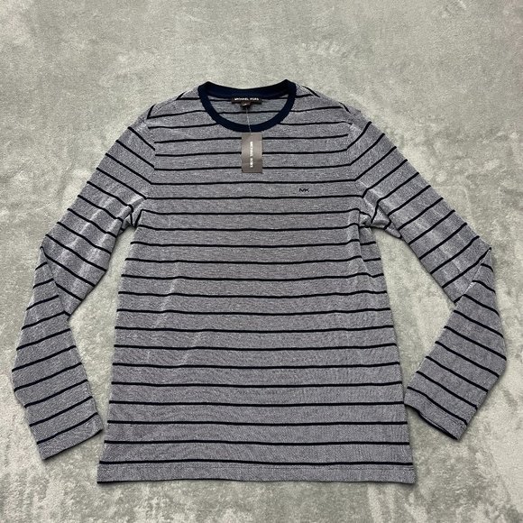 Michael Kors MIDNIGHT Striped Crewneck Shirt  Medium Long Sleeve MSRP $79 - Picture 1 of 9